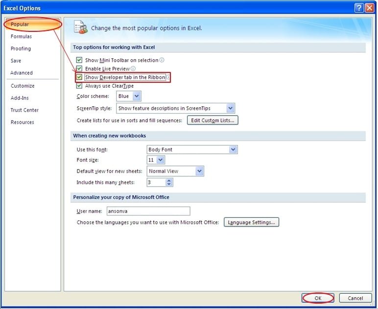 Enable Developer tab in excel 2007 (with Images)