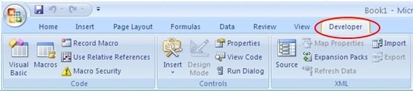 Как включить вкладку «Разработчик» в Excel 2007 1